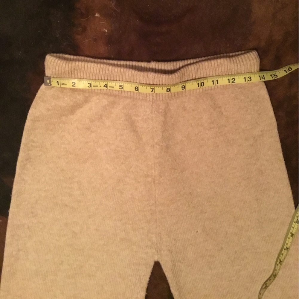 Entro Beige Stretch Knit Pant with Ribbed Bottom